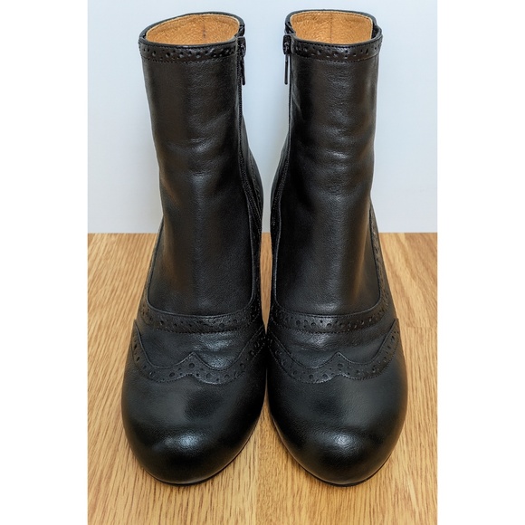 Miz Mooz Tally Black Leather Heeled Booties – Size 8.5 - Picture 1 of 7